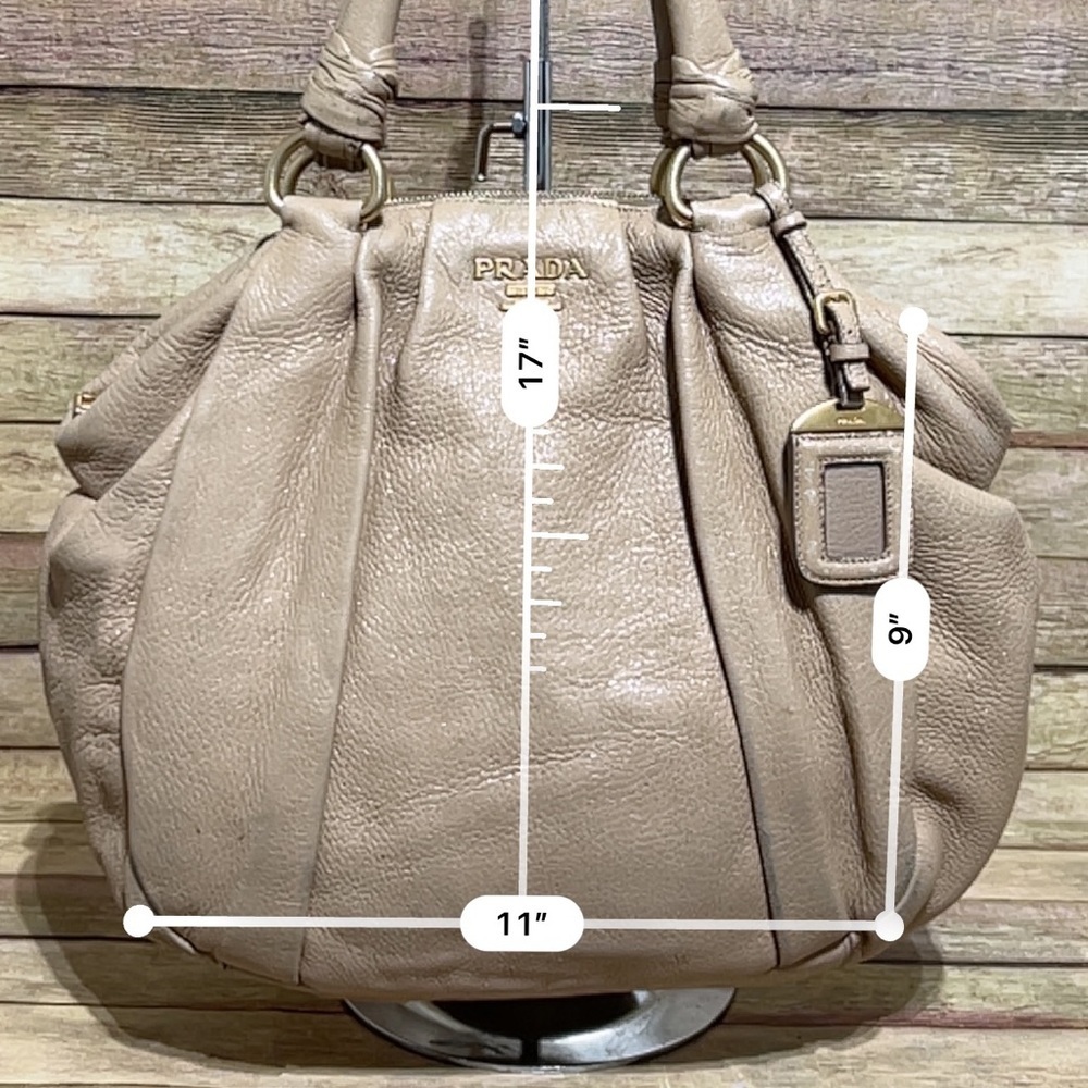 Prada Beige Leather Zip Hobo Bag - Picture 5 of 12